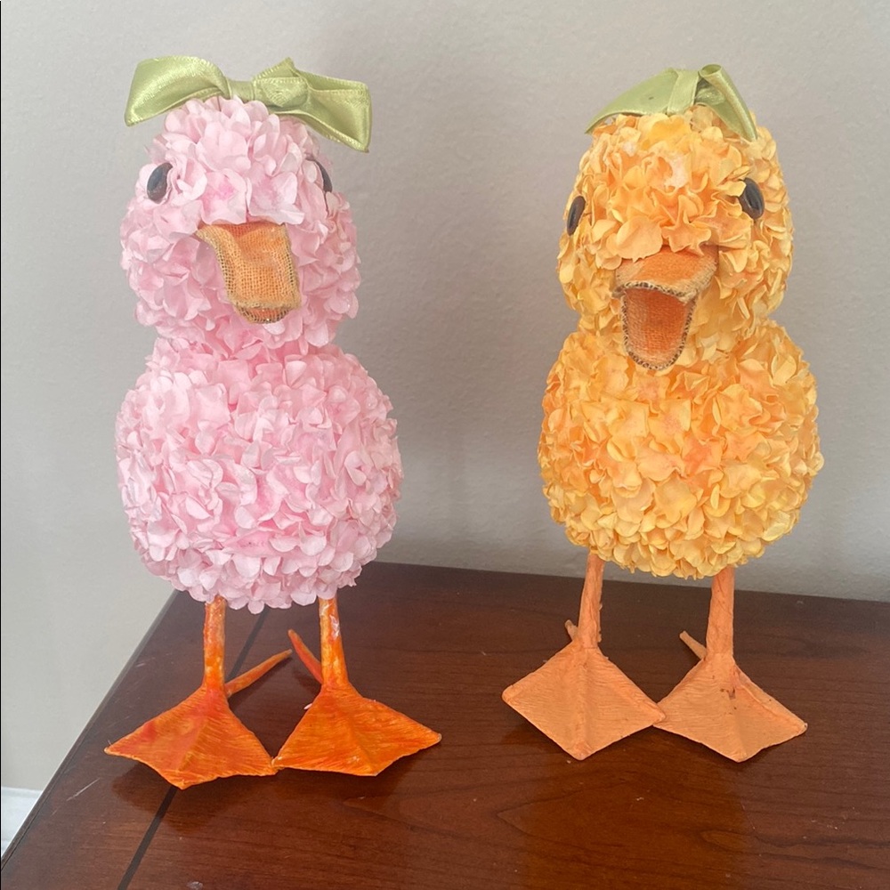 Floral Duck Decor - Pink and Orange